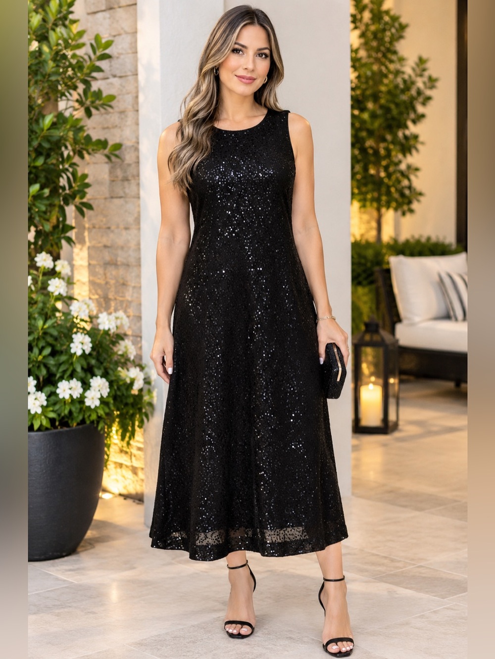 LAUREN RALPH LAUREN. Cocktail Elegant Black Sleeveless Dress. Size 12